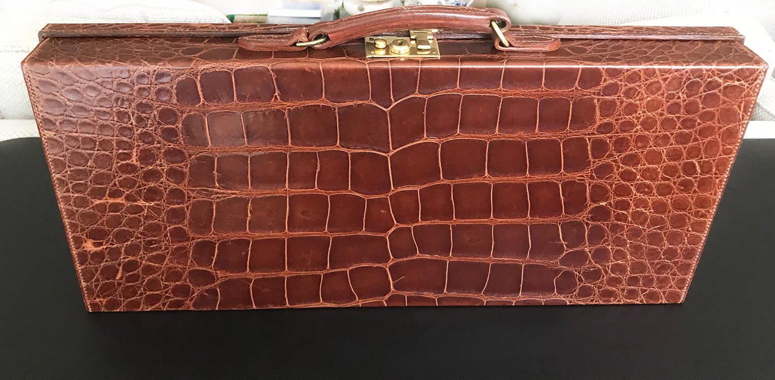 Ralph Lauren Collection Brown Alligator Travel Desk Attache Briefcase
