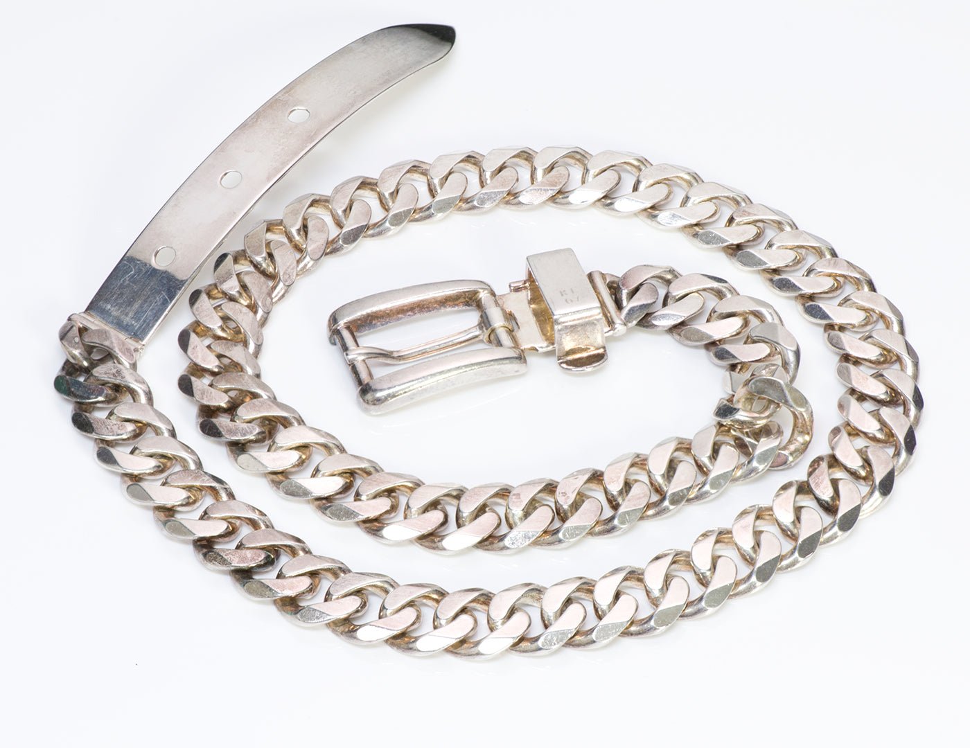 Ralph Lauren Sterling Silver Chain Buckle Belt