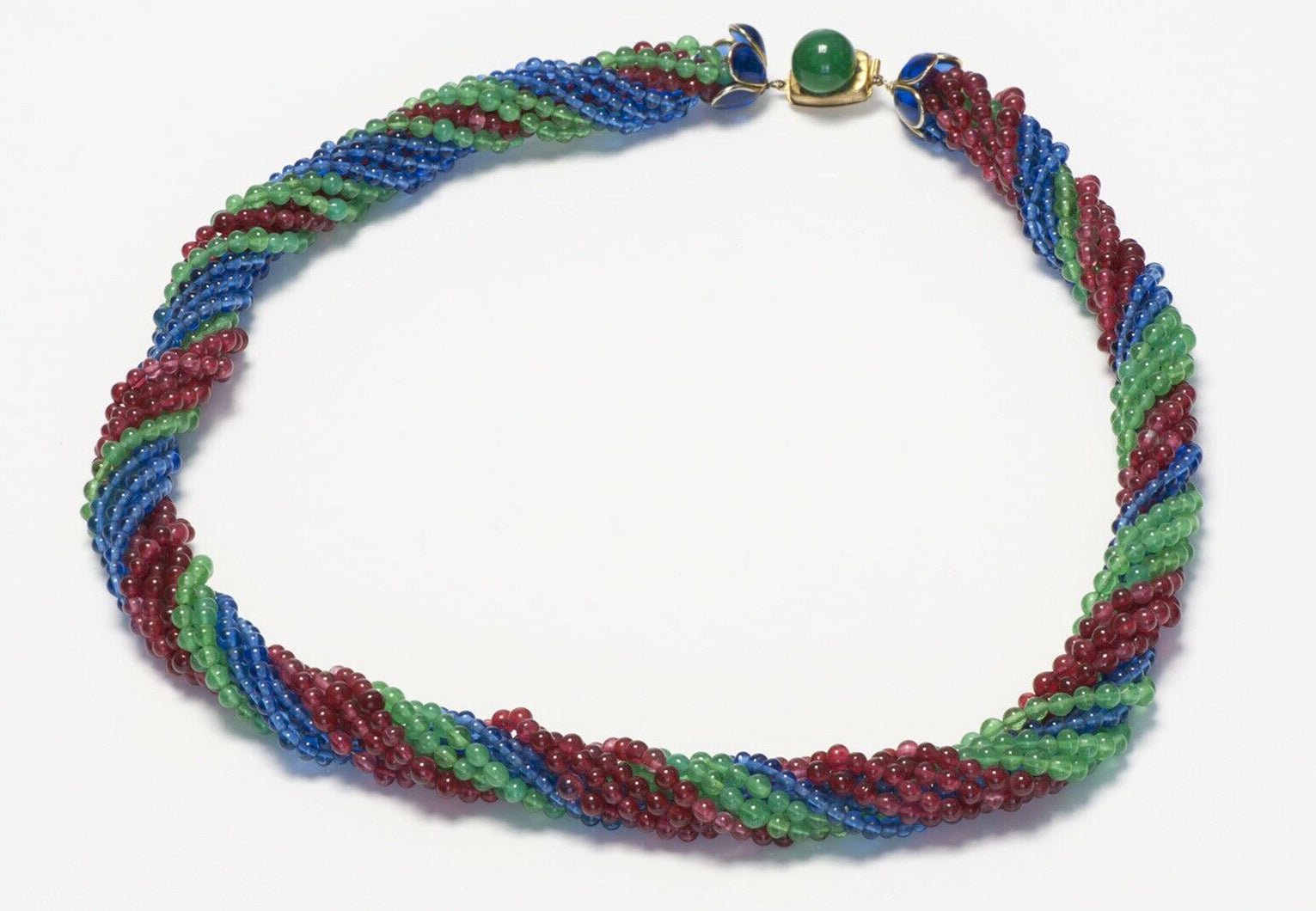 Rare Coco CHANEL Gripoix 1930’s Blue Green Red Glass Beads Necklace