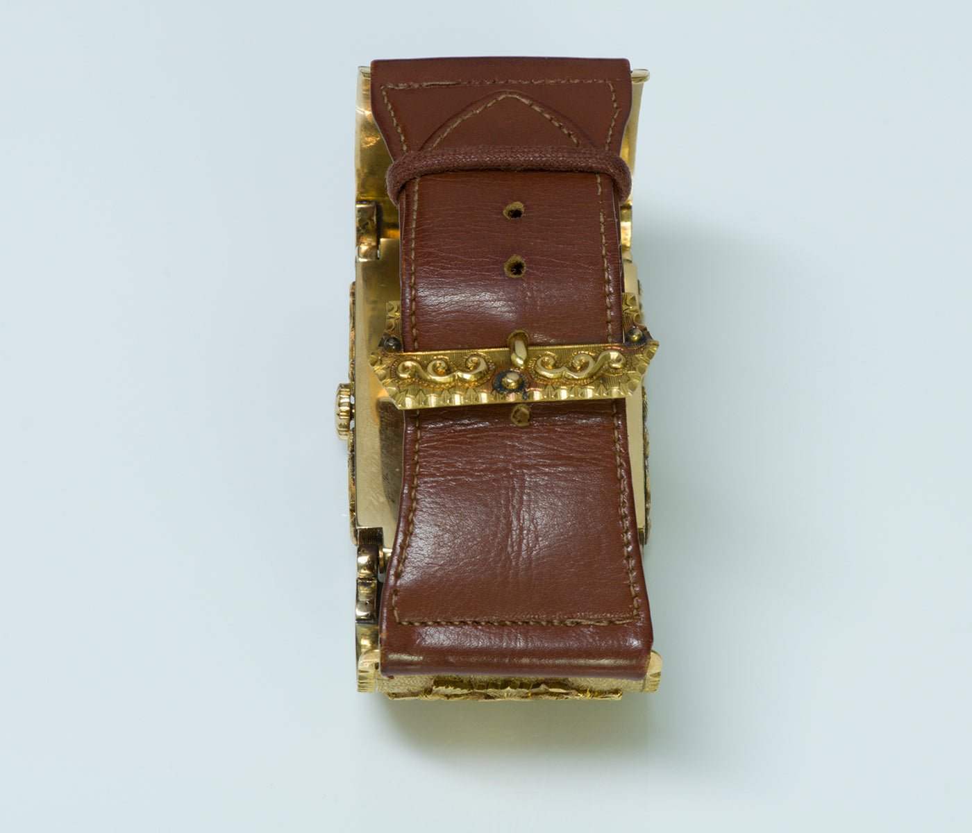 Rare Vintage Engraved Gold Custom Made Men's Watch