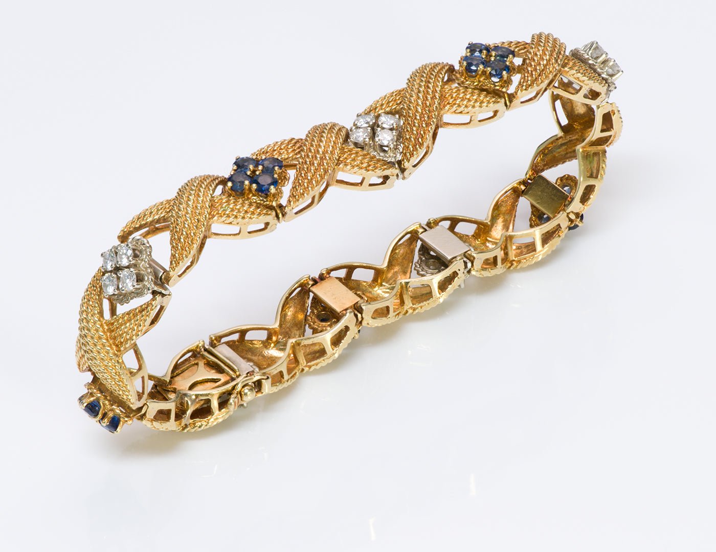 Raymond Yard Diamond Sapphire 18K Gold Bracelet