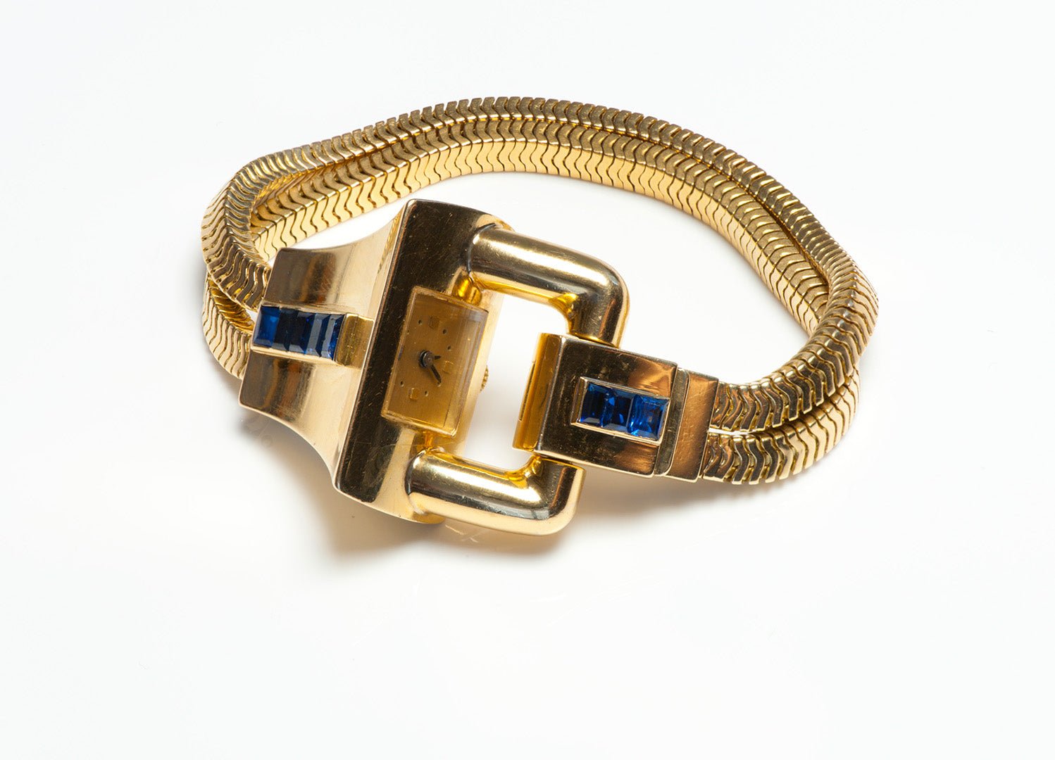Regner Paris 18K Gold Sapphire Retro Bracelet Watch