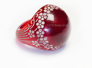 René Lalique Etched Enameled Glass Ring