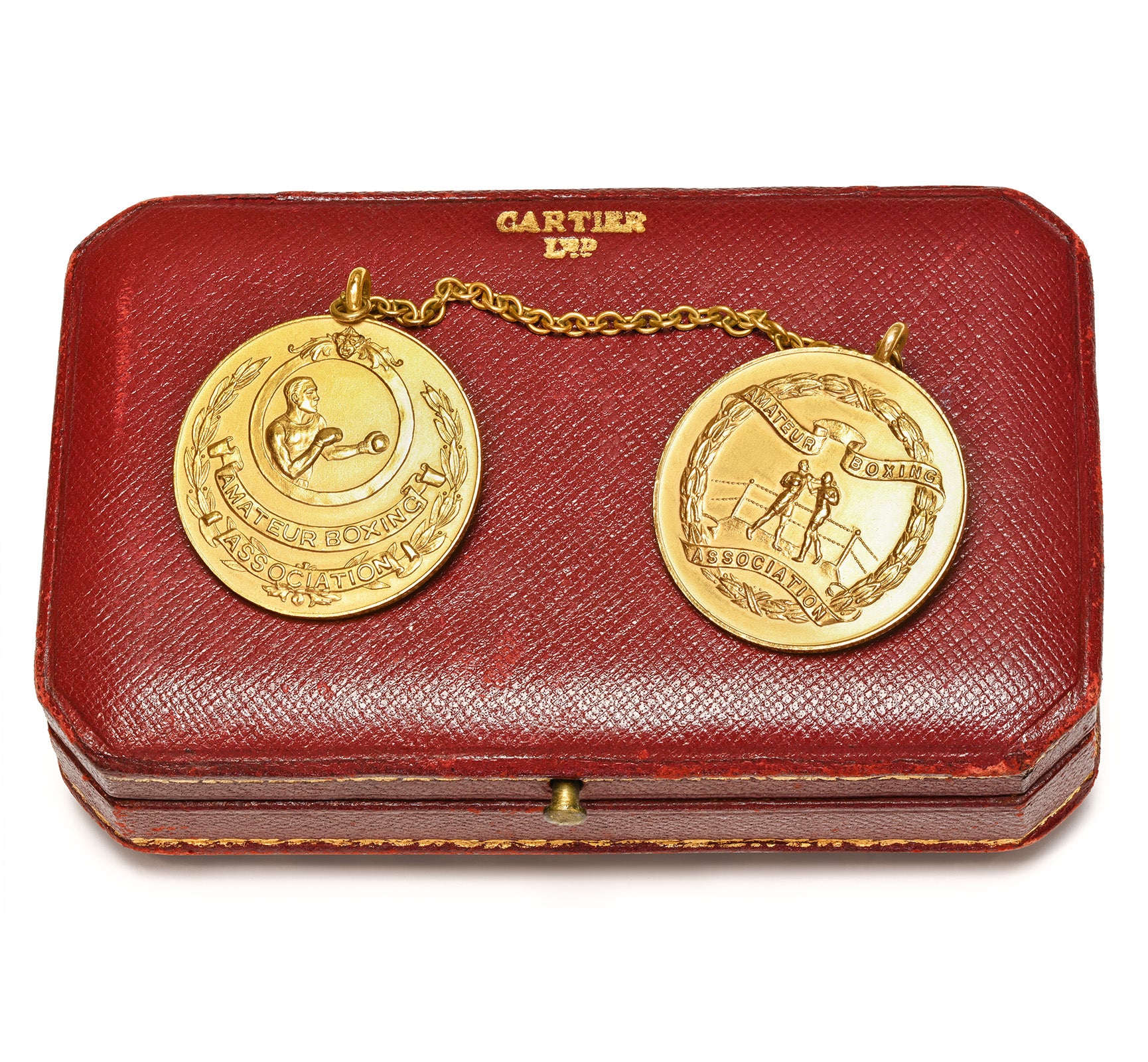 1930's Cartier Gold Boxing Medal Brooches Boxing Association