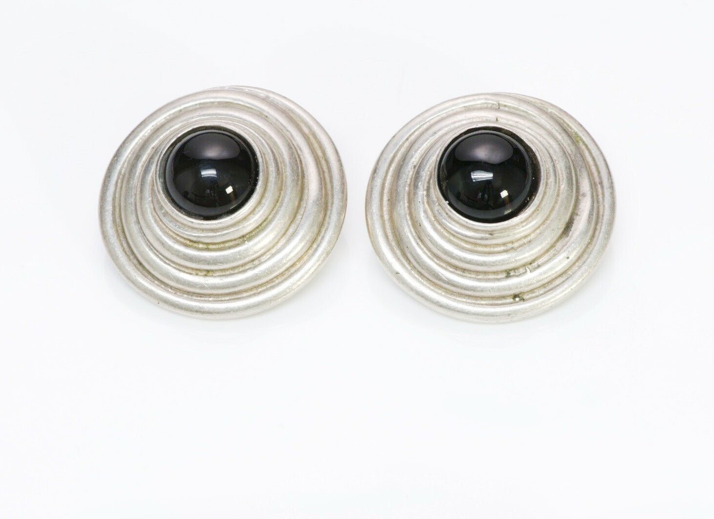 Robert Lee Morris RLM Silver Plated Onyx Swirl Earrings