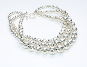 Robert Lee Morris Triple Strand Silver Pearl Bead Necklace