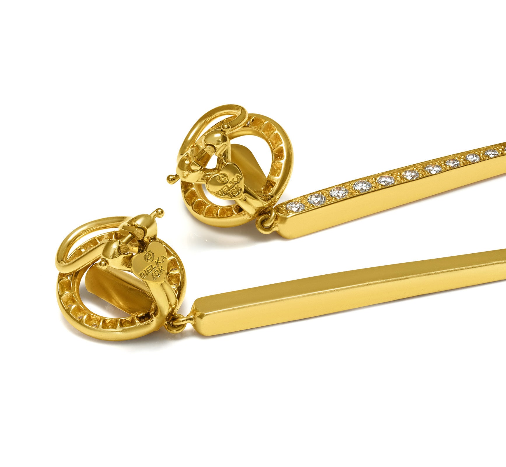 Robert Bruce Bielka 5 CTW Diamond Drop Earrings in 18K Yellow Gold