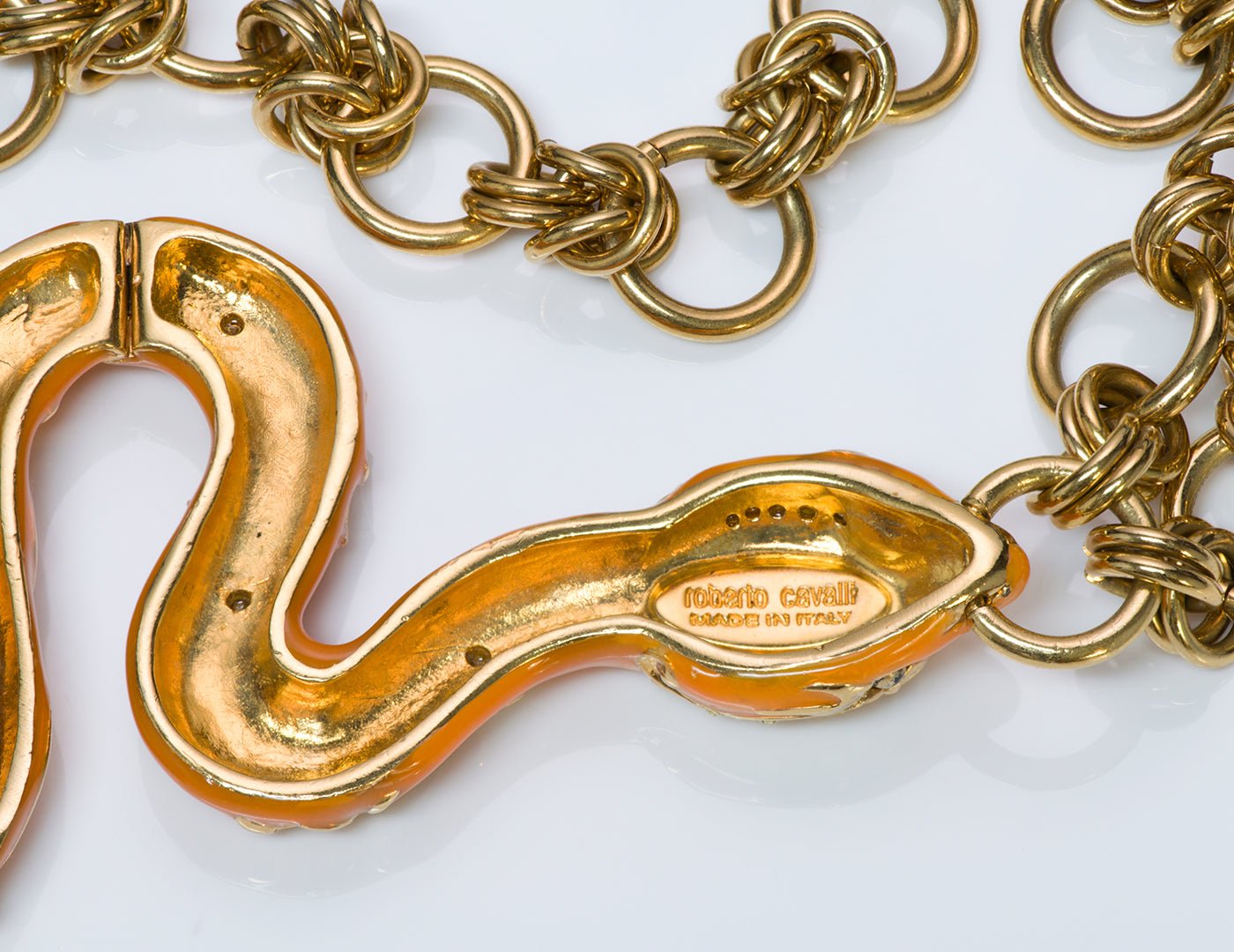 Roberto Cavalli Enamel Snake Pendant Necklace