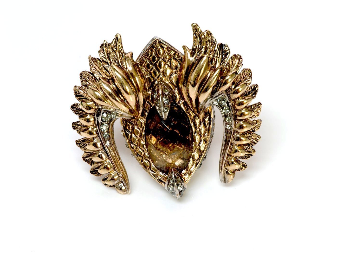 Roberto Cavalli Gold Tone Crystal Cocktail Ring