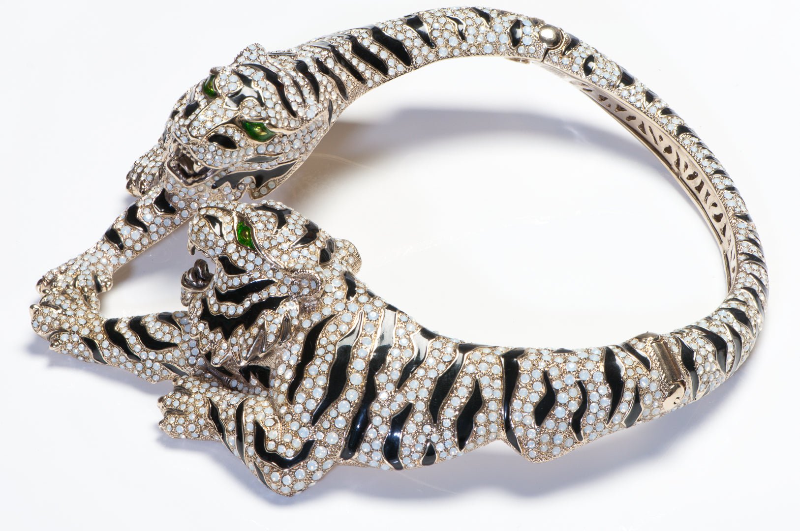 Roberto Cavalli Spring 2013 Black Enamel Tiger Opaline Crystal Collar Necklace