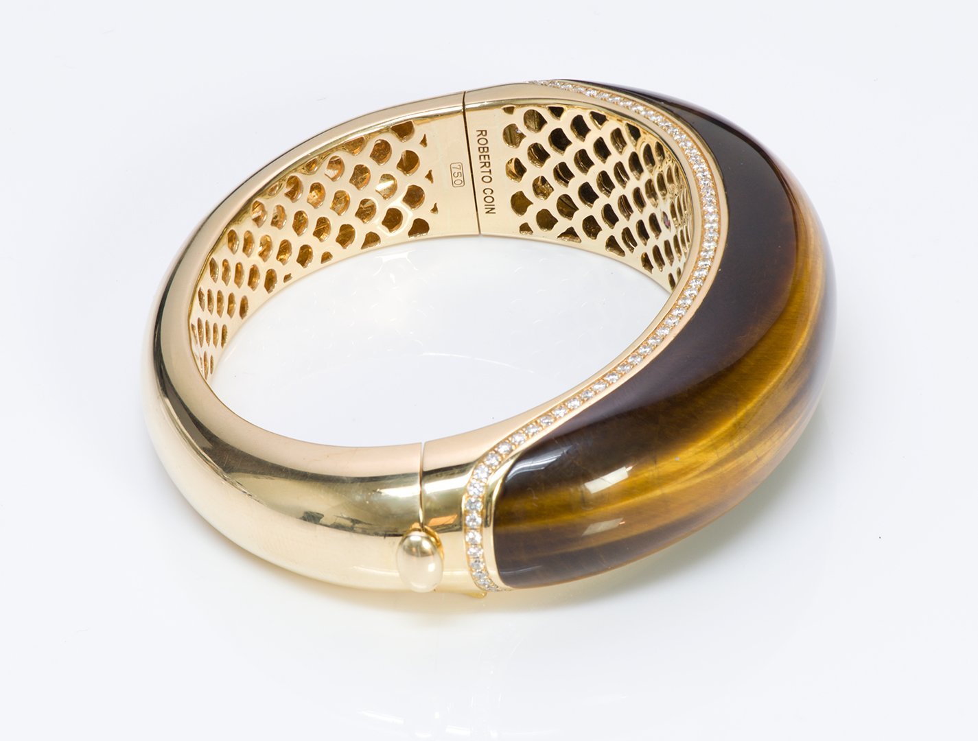 Roberto Coin Tiger Eye 18K Gold Diamond Bracelet