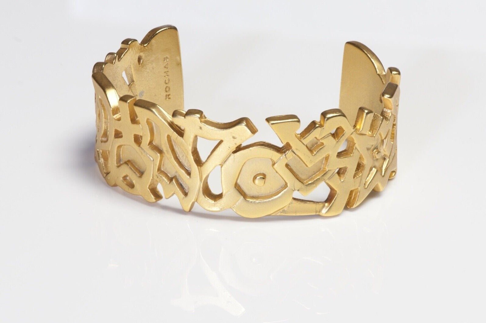 Rochas Paris Gold Plated Modernist Cuff Bracelets