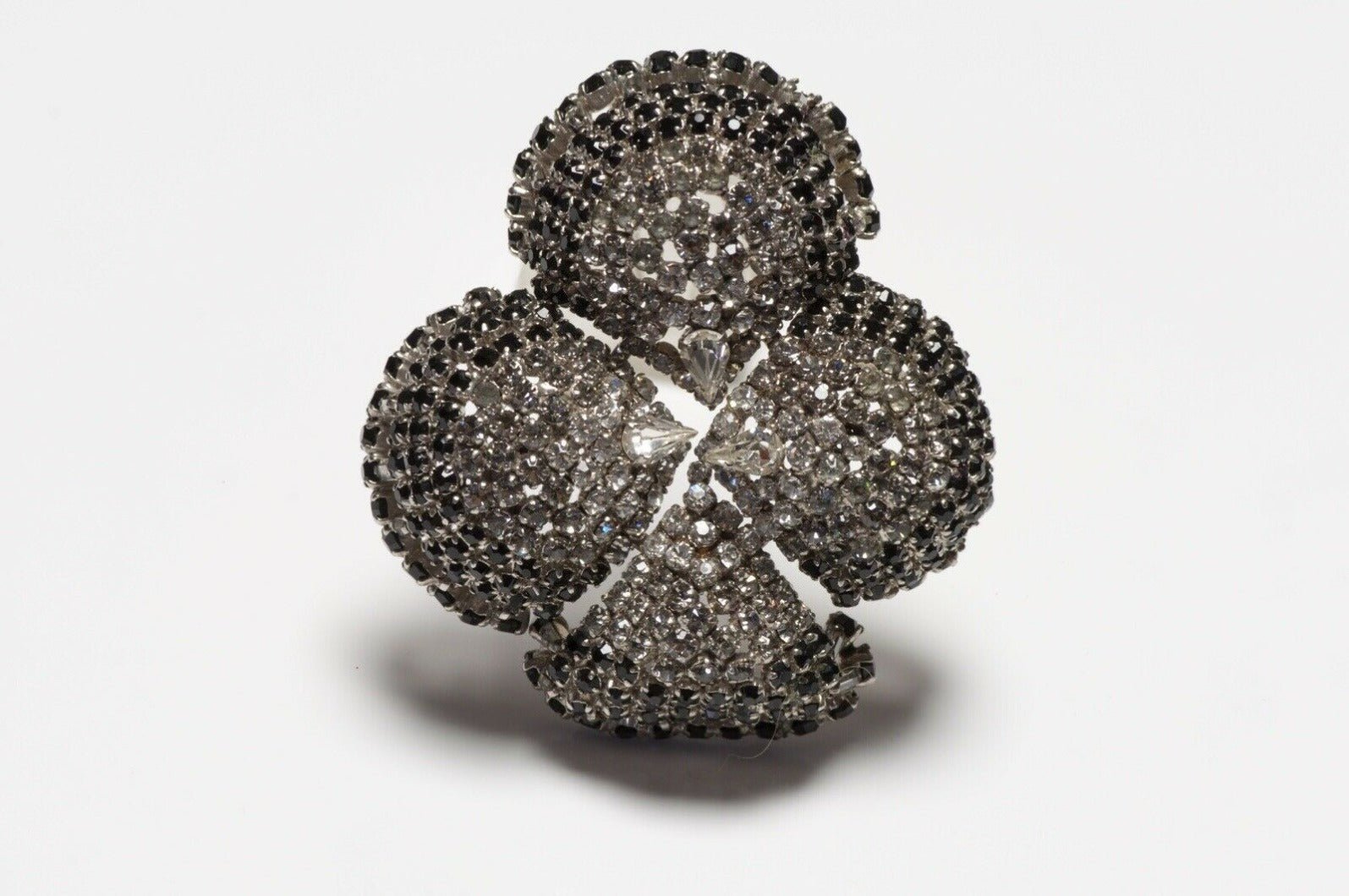Roger Jean-Pierre 1950’s Black White Crystal Spades Brooch