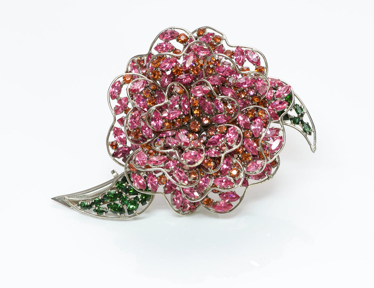 Roger Jean Pierre Depose Crystal Flower Brooch - DSF Antique Jewelry