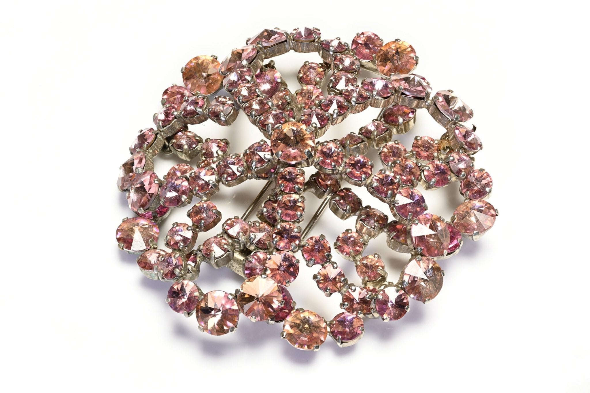 Roger Jean Pierre Paris 1950's Christian Dior Haute Couture Pink Crystal Flower Brooch