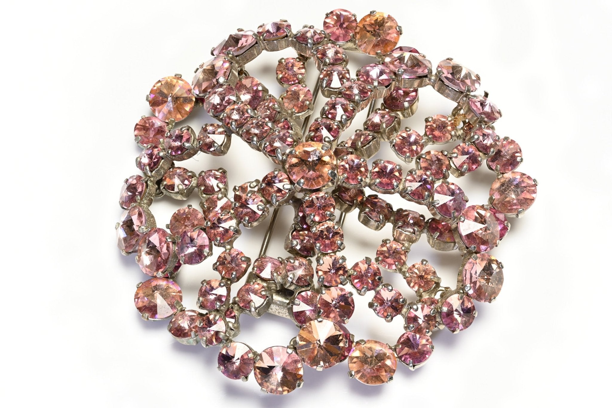 Roger Jean Pierre Paris 1950's Christian Dior Haute Couture Pink Crystal Flower Brooch