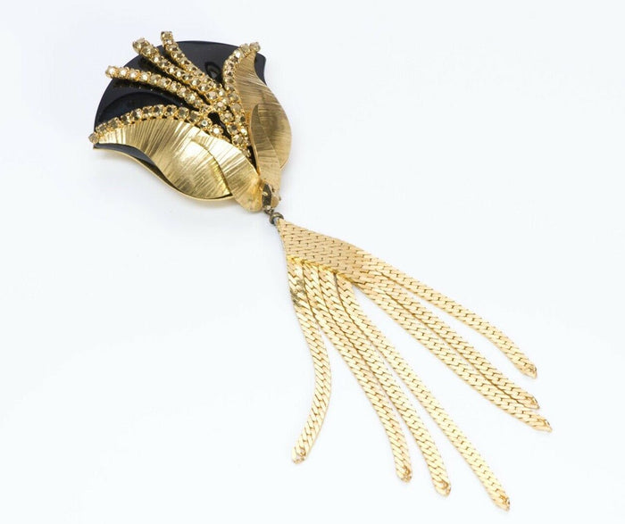 Roger Jean-Pierre Paris 1950’s Crystal Tulip Flower Tassel Brooch