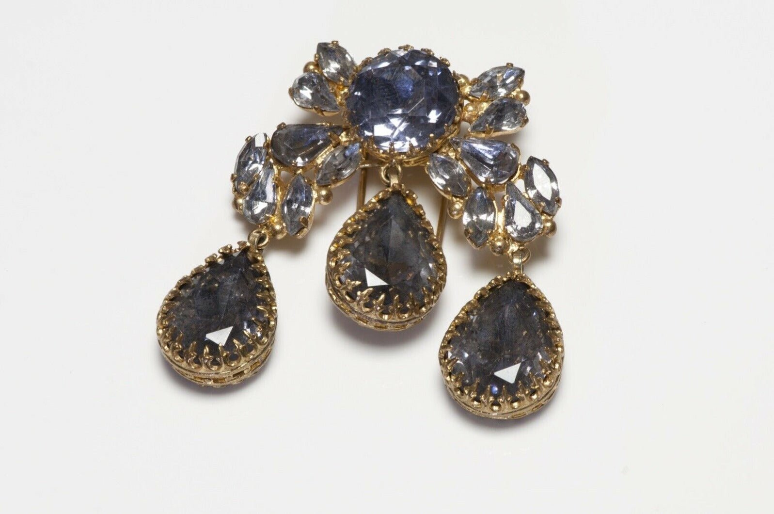 Roger Jean-Pierre Paris 1950’s Depose Purple Blue Crystal Brooch