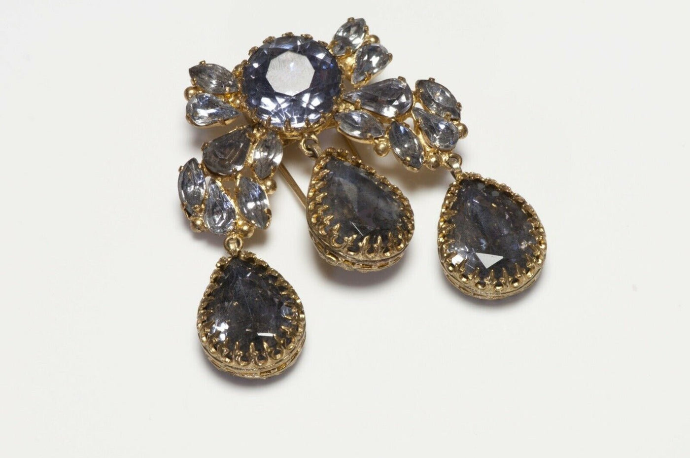 Roger Jean-Pierre Paris 1950’s Depose Purple Blue Crystal Brooch