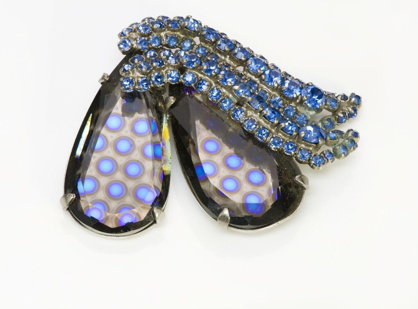 Roger Jean-Pierre Paris DEPOSE Blue Crystal Butterfly Brooch
