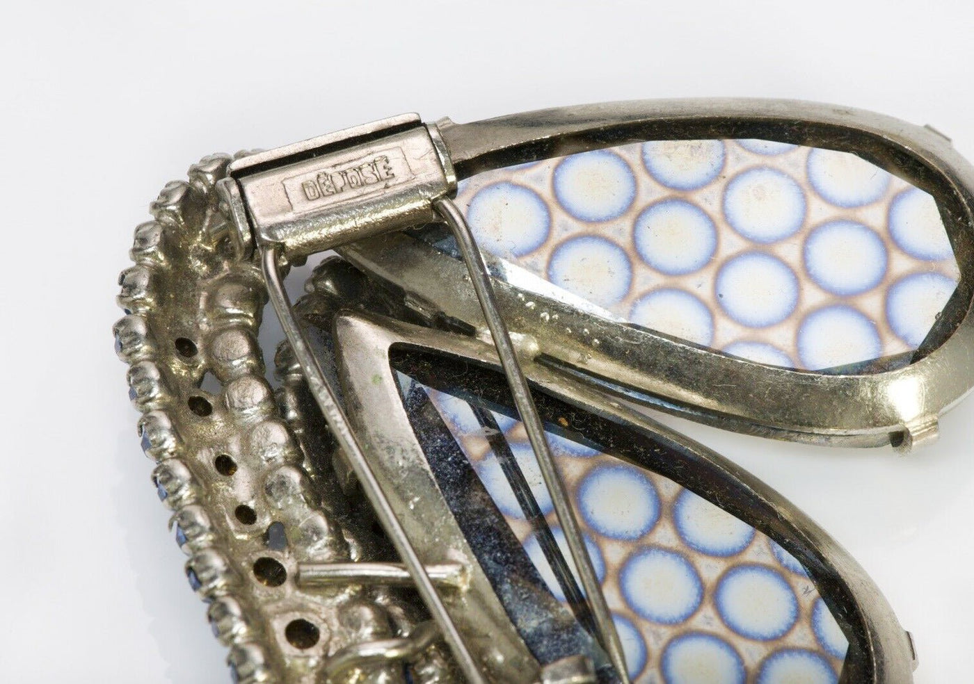 Roger Jean-Pierre Paris DEPOSE Blue Crystal Butterfly Brooch