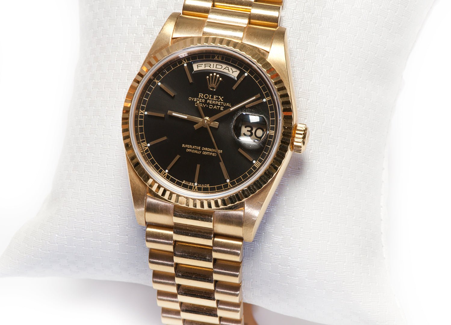 Rolex Oyster Perpetual Automatic 18K Yellow Gold Men's President Watch