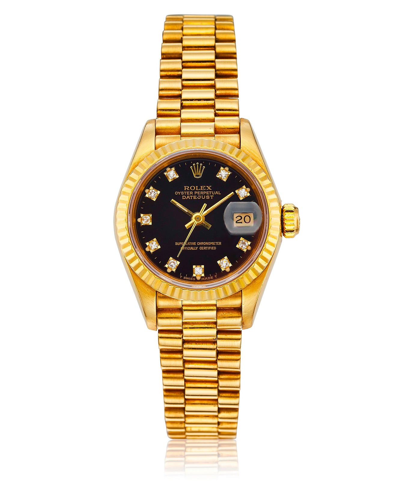 Rolex 18K Gold Ladies Datejust 69178 Diamond Dial Automatic Watch