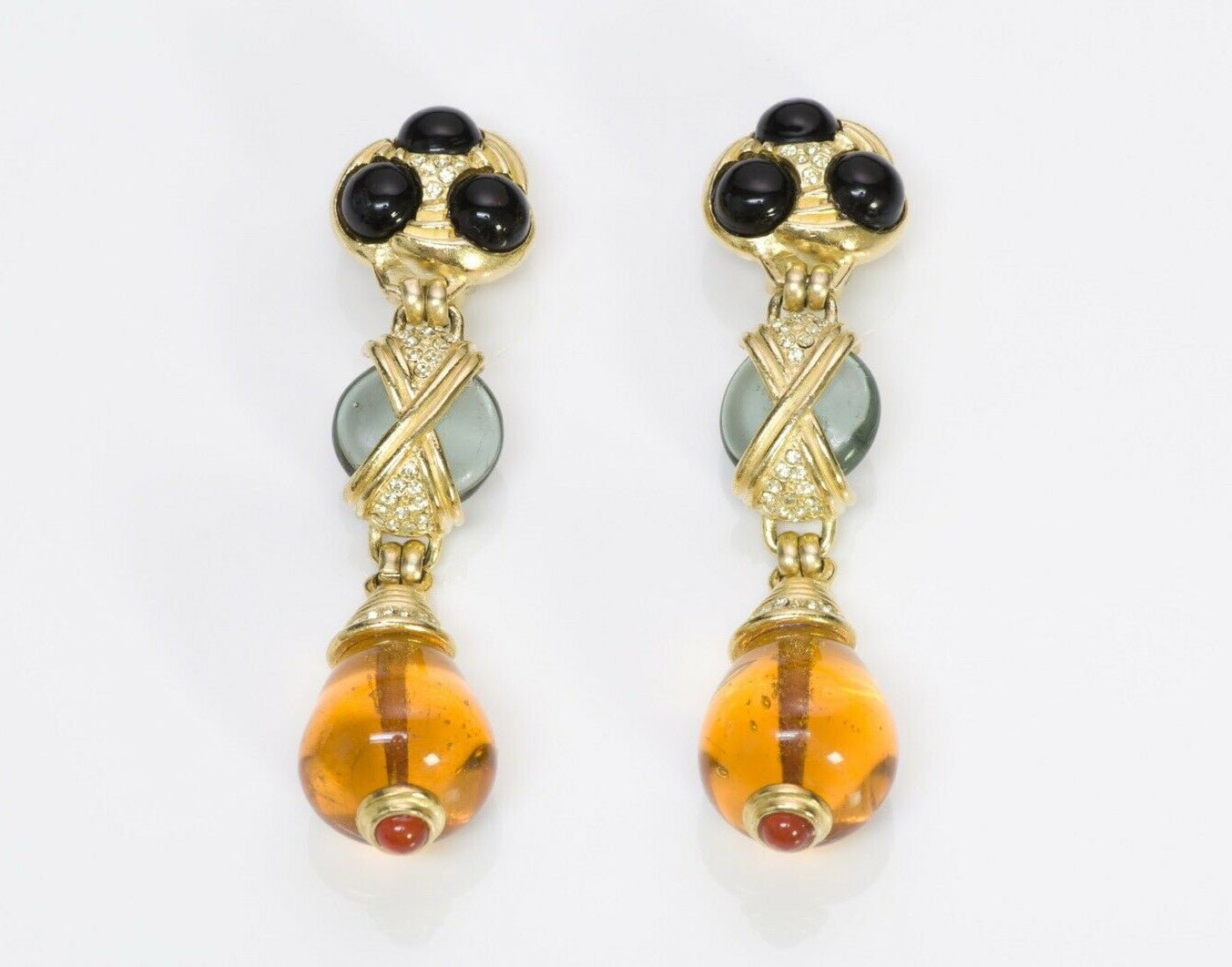 Roxanne Assoulin Long Faux Amber Glass Earrings