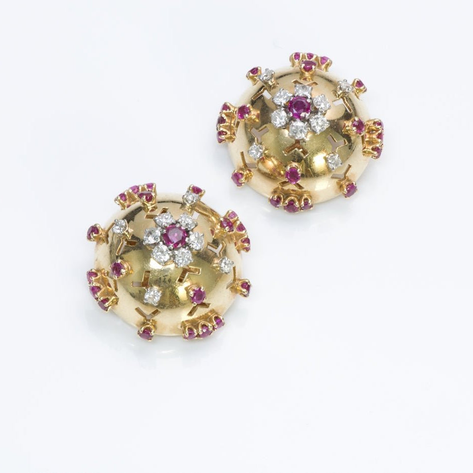 Ruby Diamond Earrings gold 