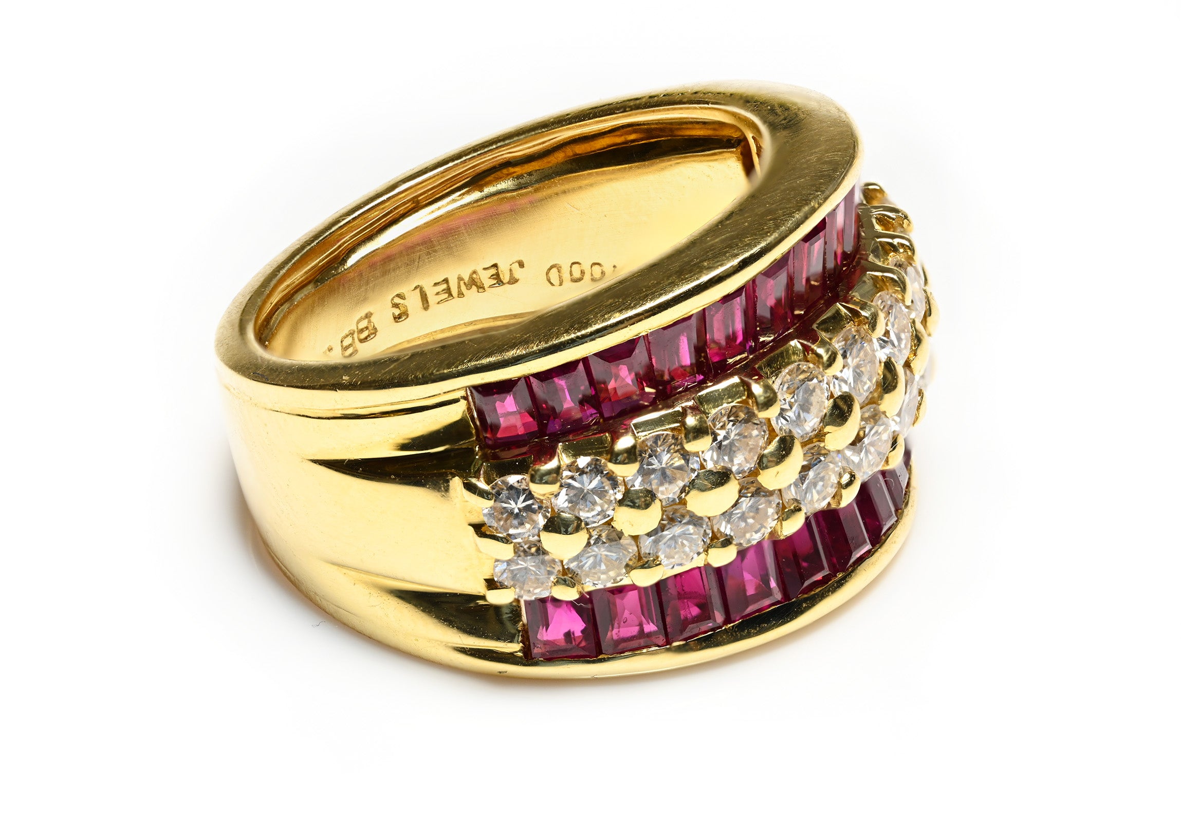 Ruby Diamond Women's Ring in 18K Yellow Gold