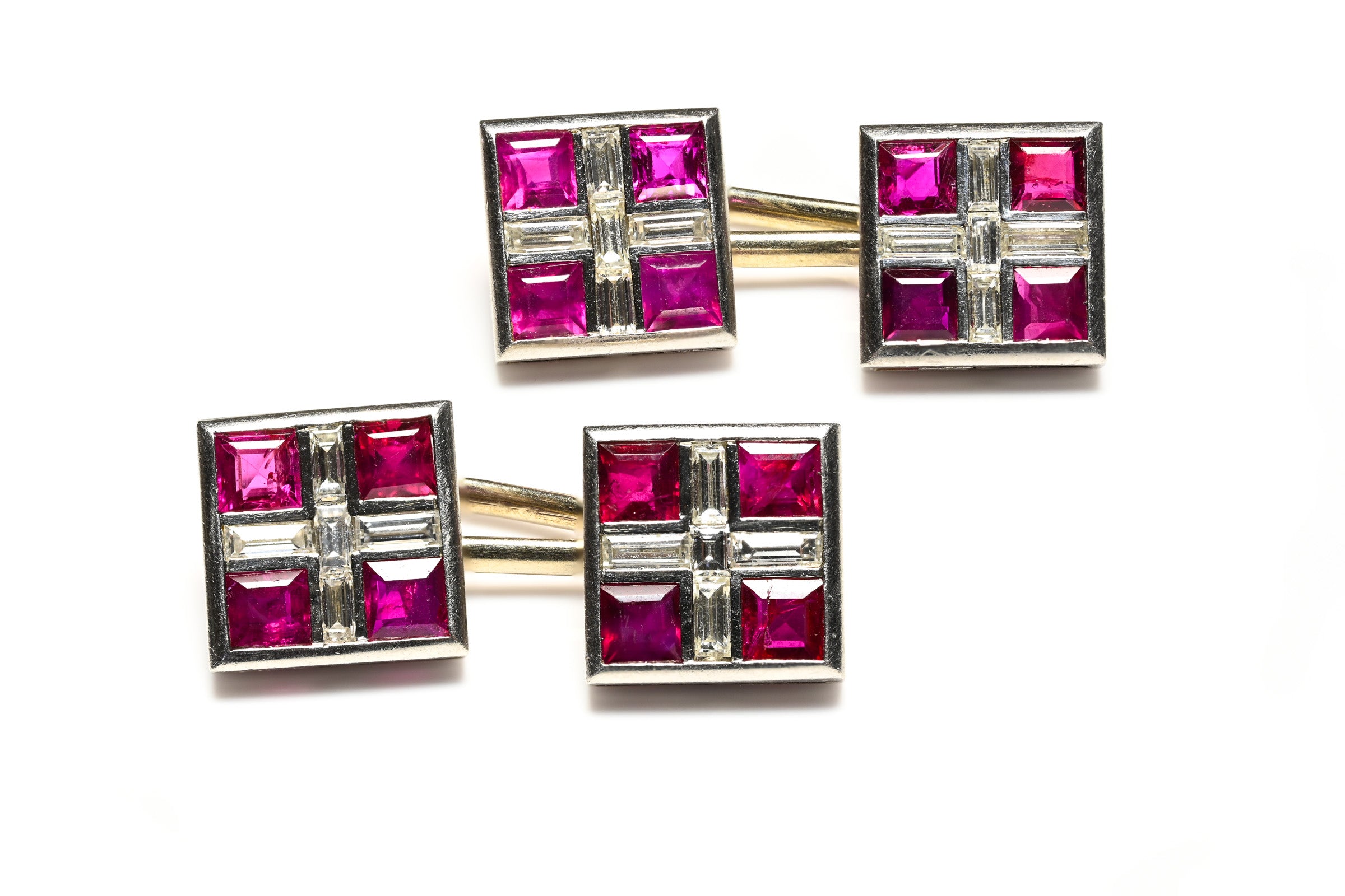 Luxurious Ruby and Diamond Platinum Cufflinks