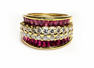 Ruby and Diamond Ring in 18K Yellow Gold