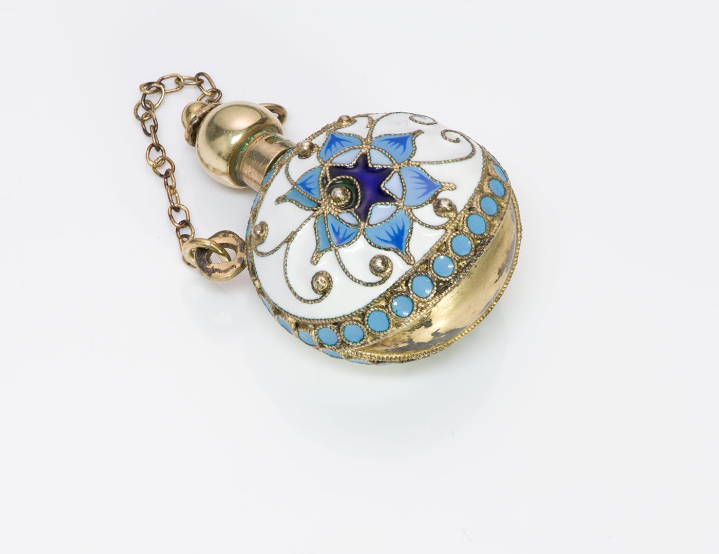 Russian Enamel Silver Perfume Bottle