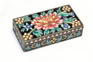 Russian Silver Enamel Rectangular Snuff Box