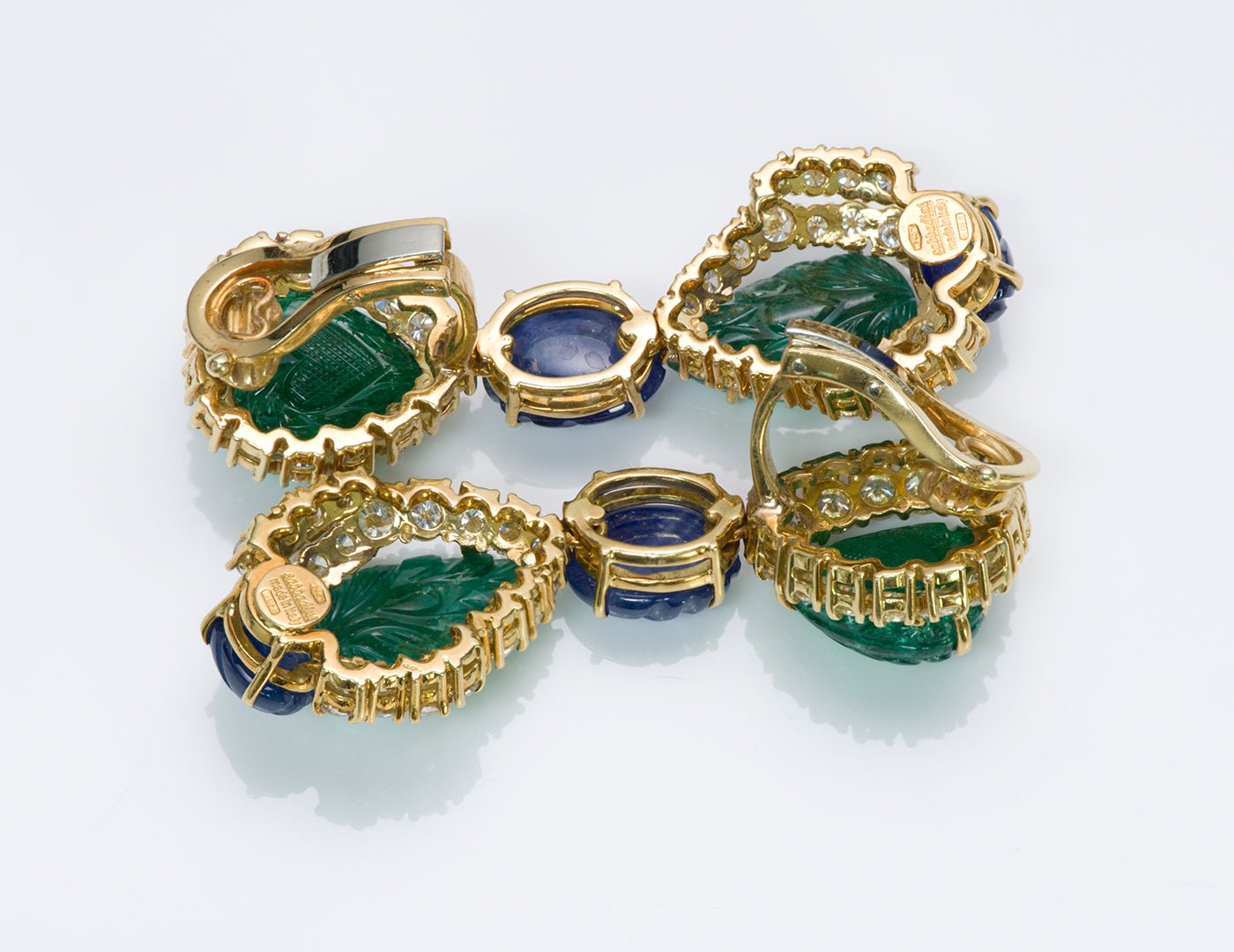 Sabbadini Emerald Sapphire Diamond Earrings