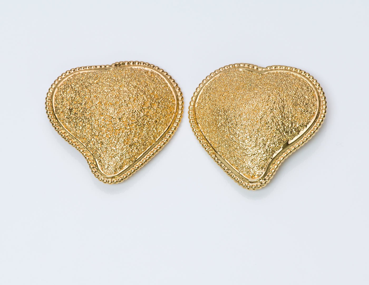 Saint Laurent YSL Gold Tone Heart Earrings