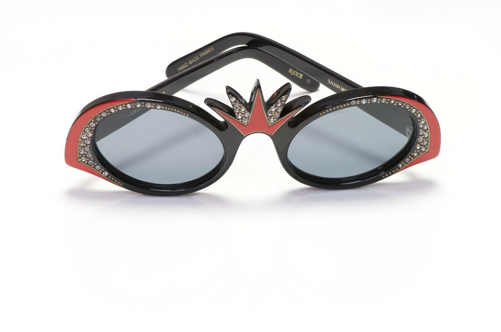 Sanford Hutton France Red Black Crystal Sunglasses