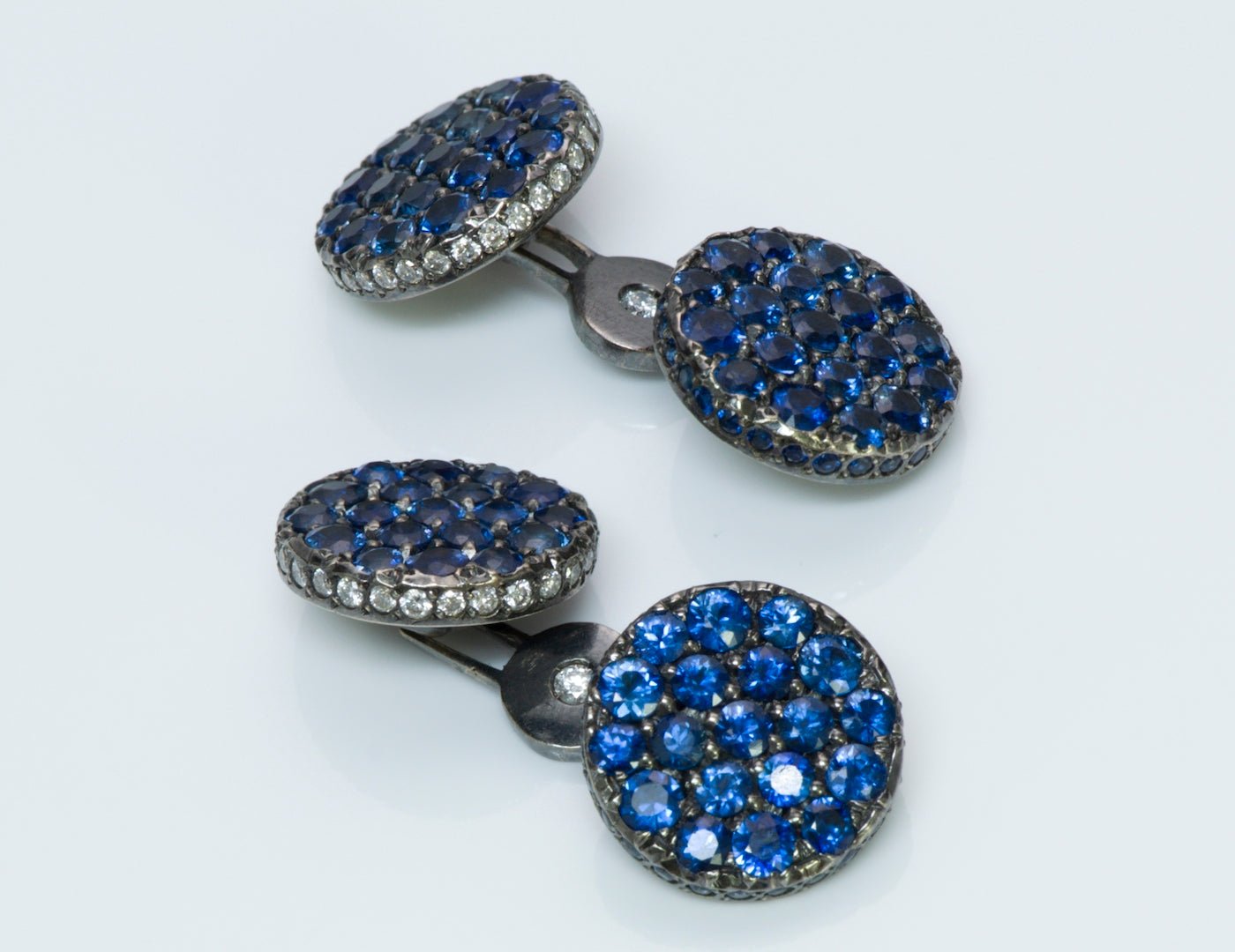 Sapphire Diamond 18K Gold Cufflinks