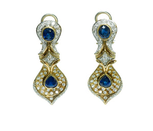 Sapphire Diamond 18K Gold Earrings