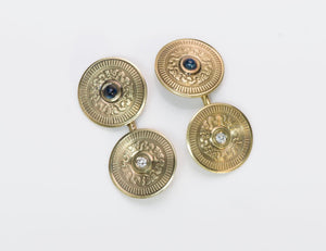 Antique Sapphire and Diamond Gold Cufflinks