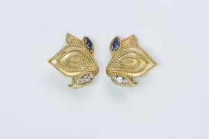 Sapphire Diamond Gold Earrings