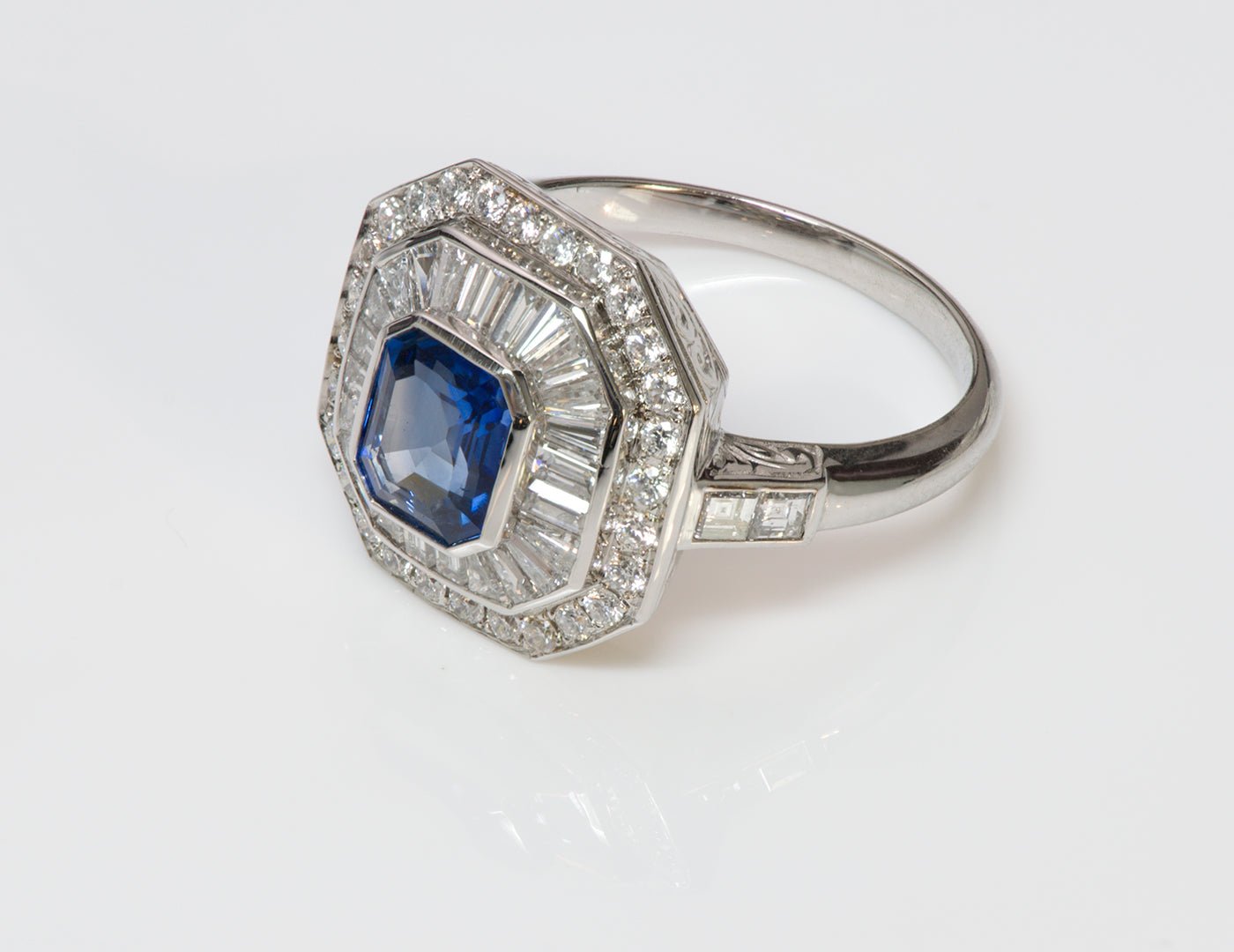 Sapphire Diamond Platinum Ring