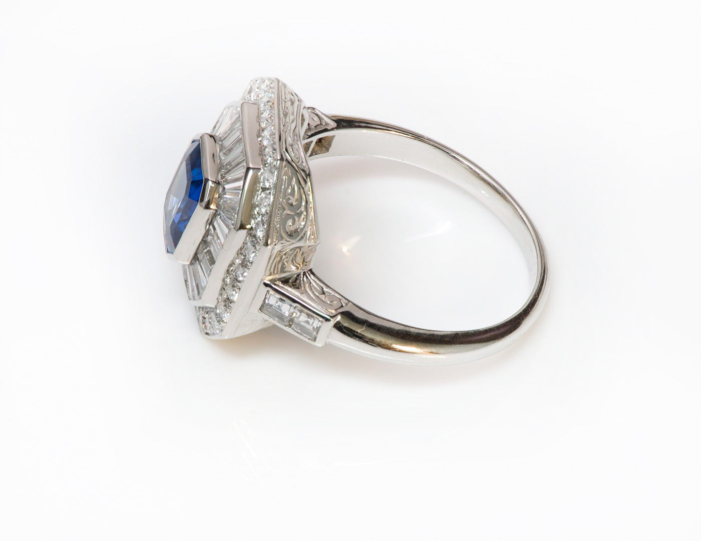 Sapphire Diamond Platinum Ring 3