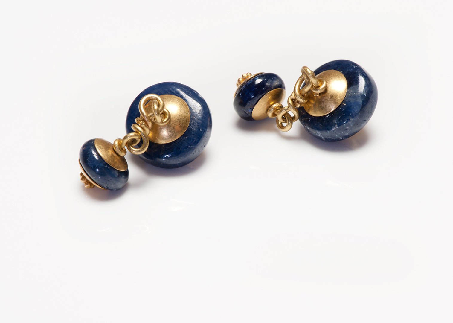 Sapphire Yellow Gold Bead Cufflinks