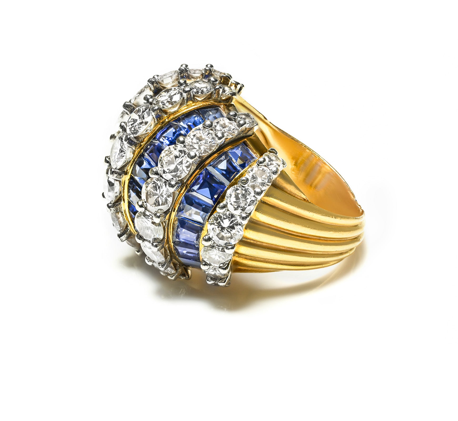 Vintage Diamond Sapphire 18K Gold Ring