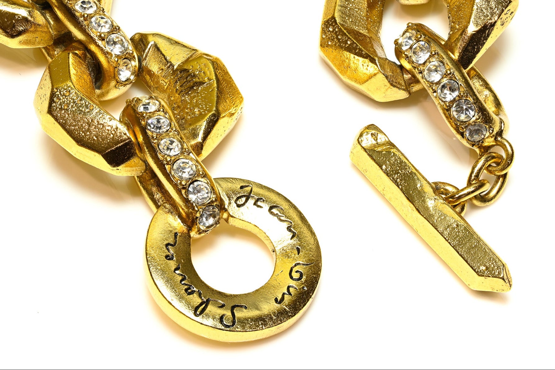 Vintage Jean-Louis Scherrer Paris Brown Crystal Link Necklace 3