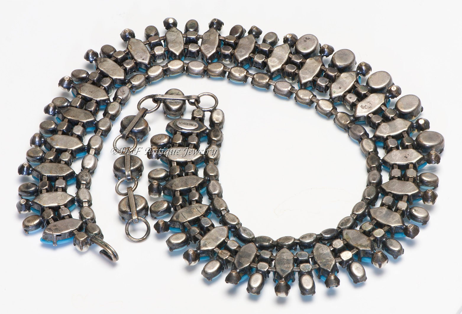 Schreiner New York 1950's Blue Crystal Collar Necklace