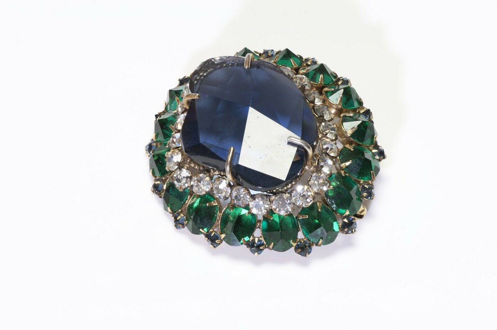 SCHREINER New York 1950’s Blue Green Crystal Brooch