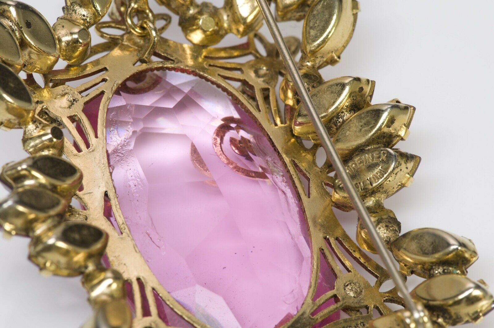 Schreiner New York 1950's Pink Crystal Brooch