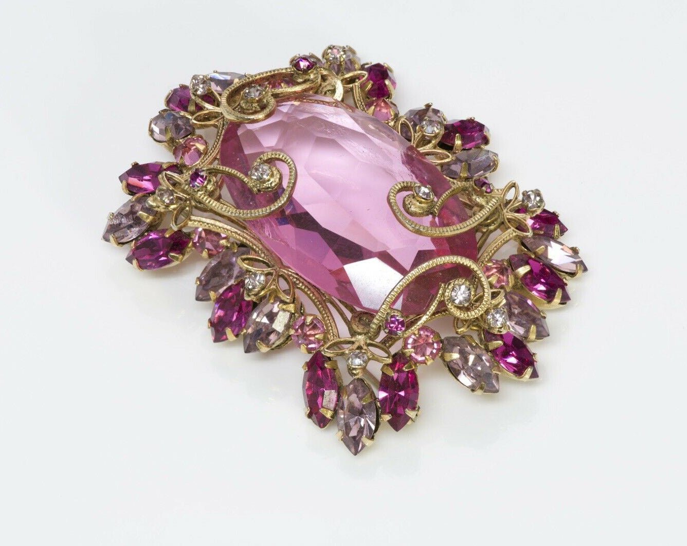 Schreiner New York 1950's Pink Crystal Brooch